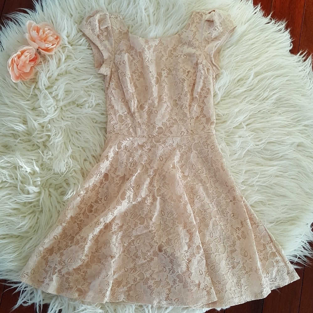 NWT Peach Lace Skater Dress